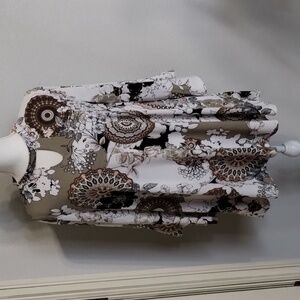 SOL RHR women's size 3X Boho printed floral top ruffle sleeve green white coral